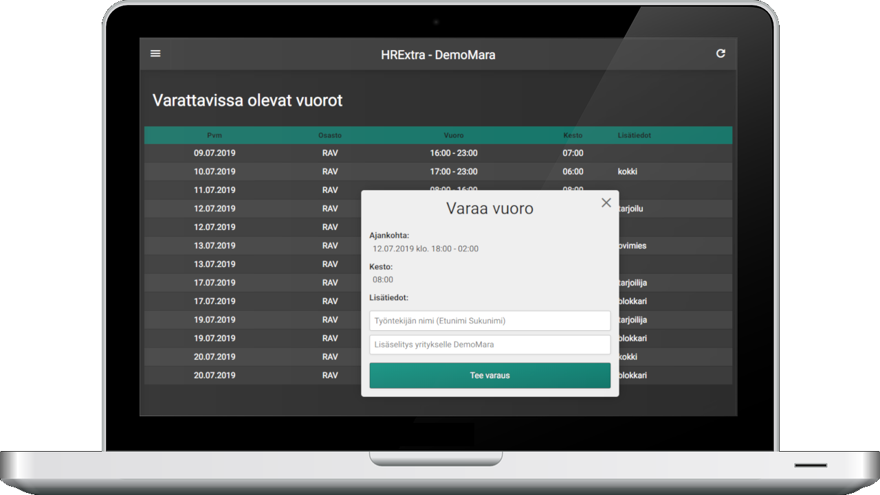 Vuokratyöntekijöitä HRExtran kautta